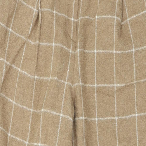 Andrea Jovine Womens Beige Check Wool Bloomer Trousers Size L L26 in Regular Zip