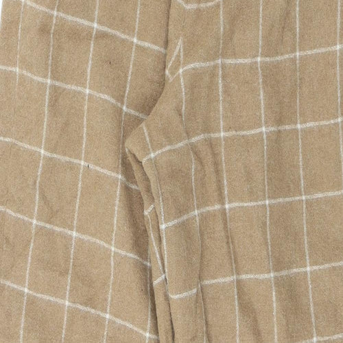 Andrea Jovine Womens Beige Check Wool Bloomer Trousers Size L L26 in Regular Zip