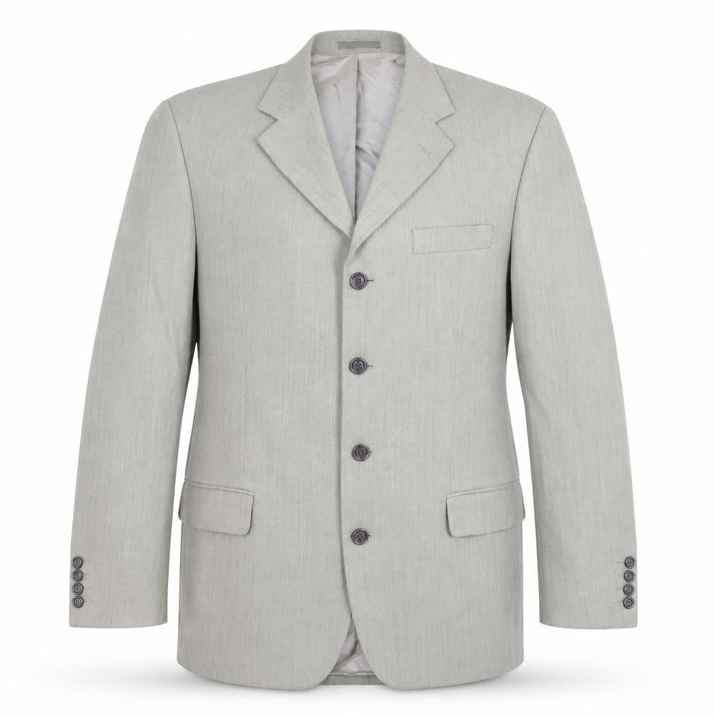 Front view of Gibson men’s beige polyester jacket suit jacket, size 40, regular