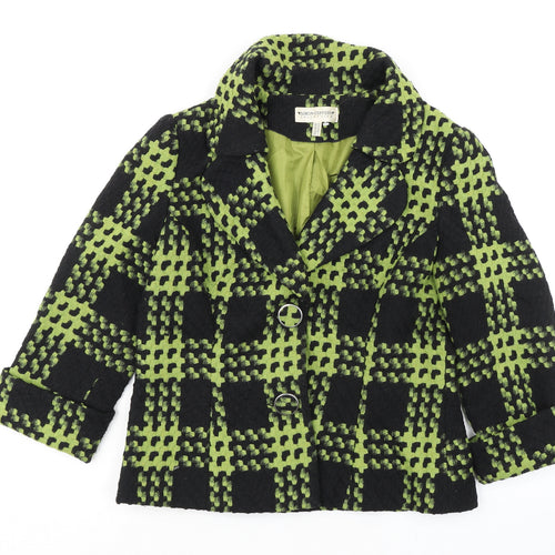 Simon Jeffery Womens Green Geometric Jacket Size 12 Button