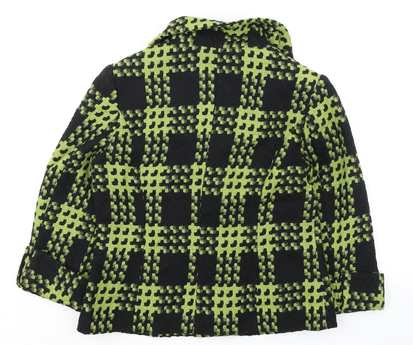 Simon Jeffery Womens Green Geometric Jacket Size 12 Button