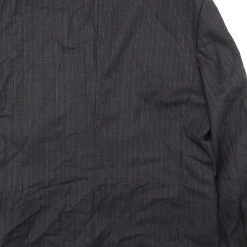 International Menswear Collection Mens Grey Striped Wool Jacket Suit Jacket Size 46 Regular