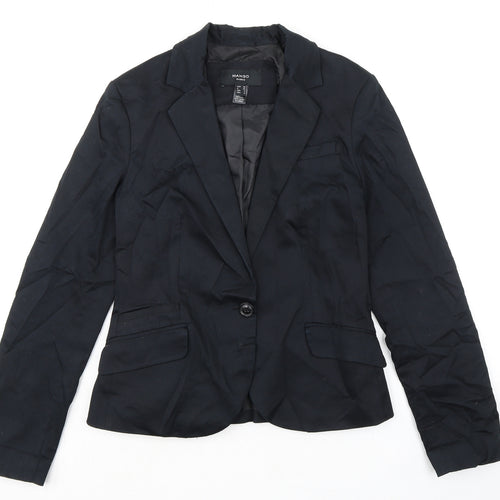 Mango Womens Black Jacket Blazer Size 10 Button