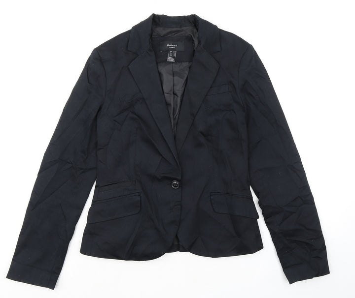 Mango Womens Black Jacket Blazer Size 10 Button