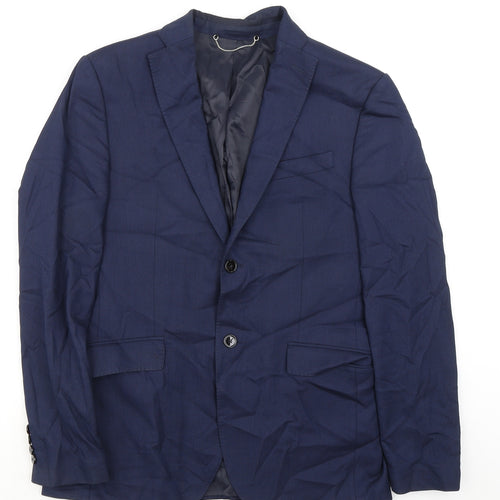 Zara Mens Blue Polyester Jacket Suit Jacket Size 40 Regular