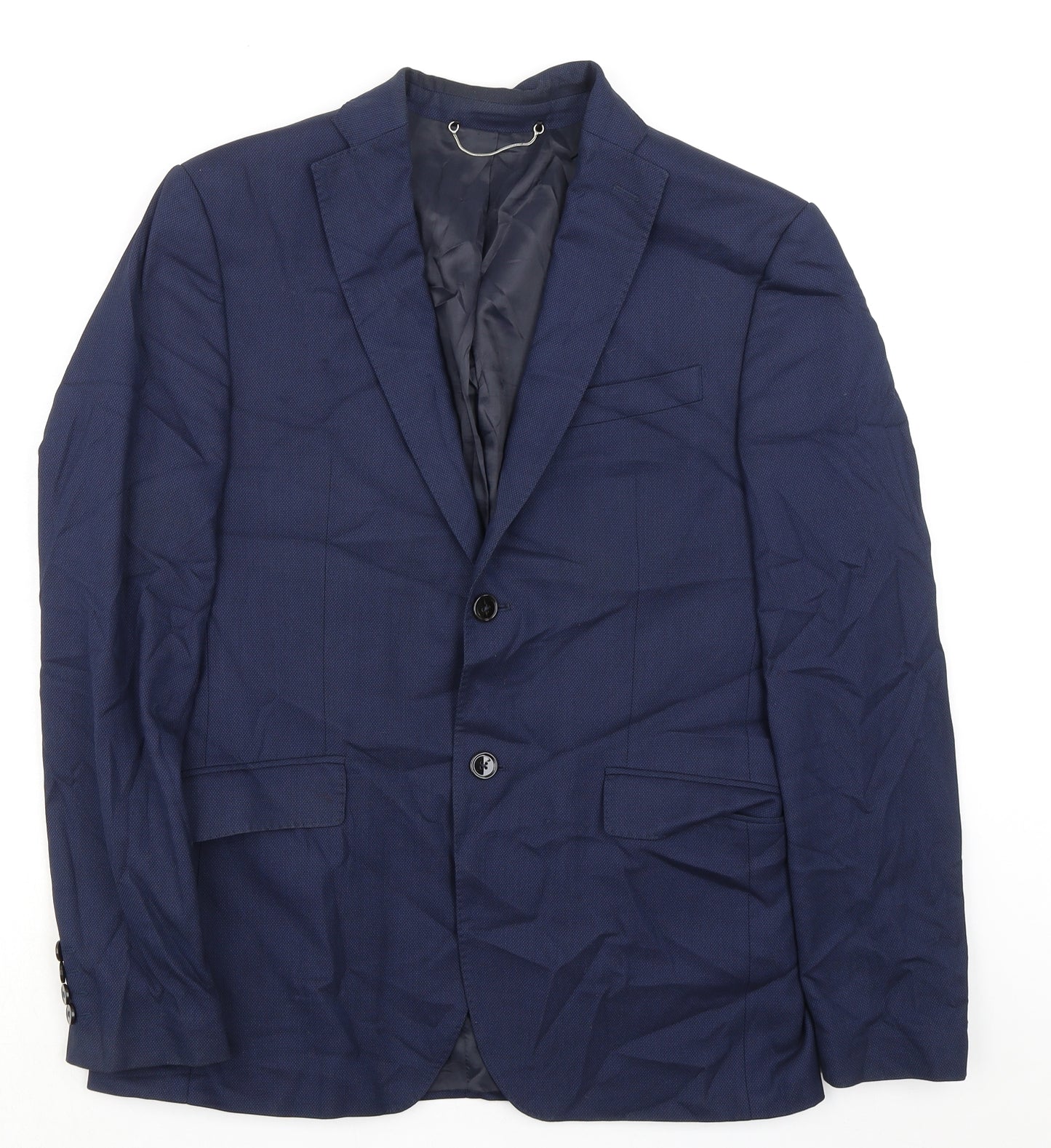 Zara Mens Blue Polyester Jacket Suit Jacket Size 40 Regular