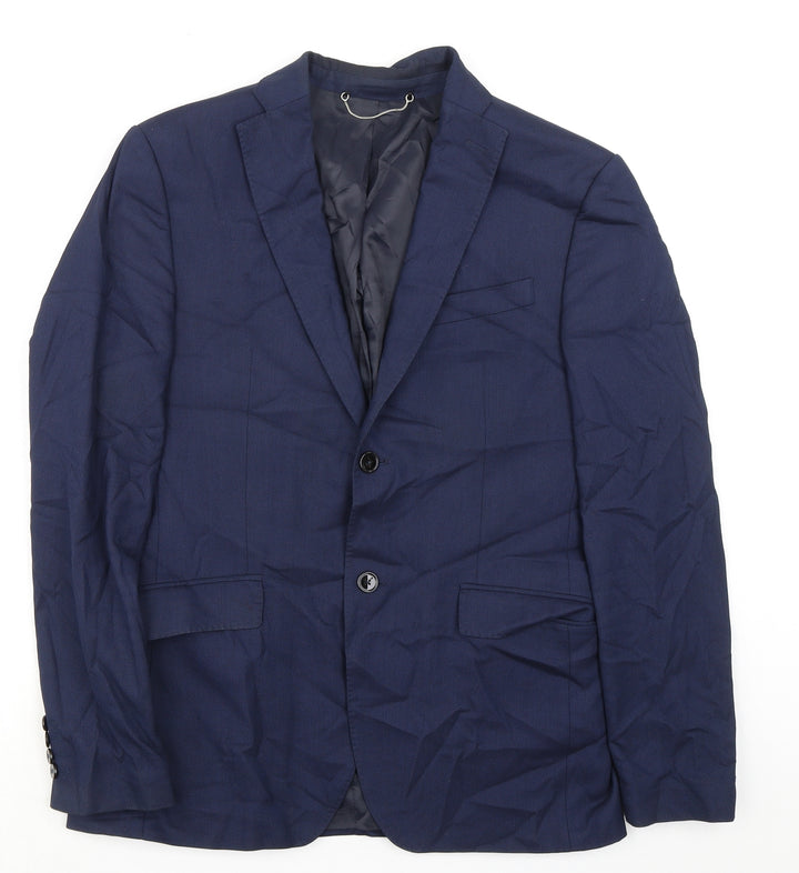 Zara Mens Blue Polyester Jacket Suit Jacket Size 40 Regular
