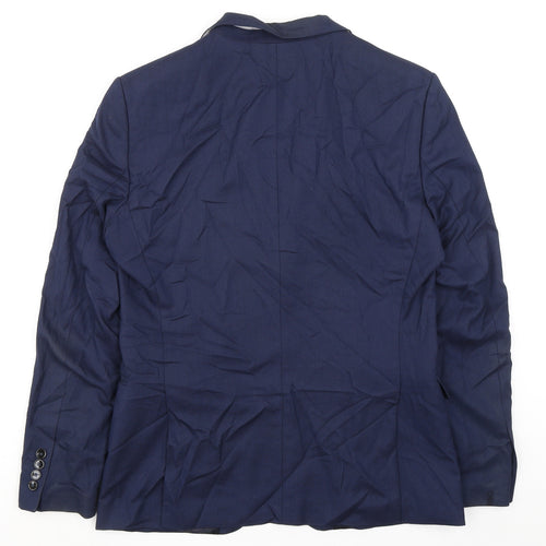 Zara Mens Blue Polyester Jacket Suit Jacket Size 40 Regular