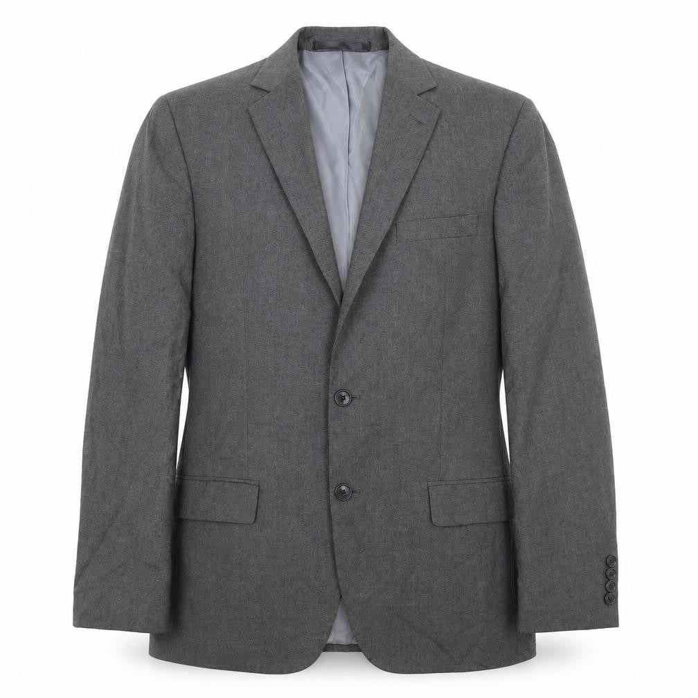 Front view of Marks & Spencer men’s grey polyester jacket suit jacket, size 40, regular