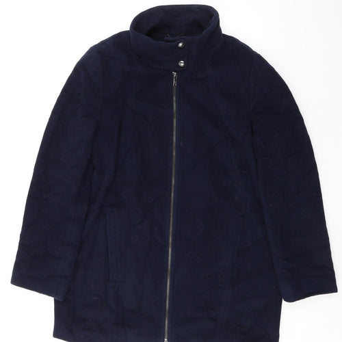 Gerry Weber Womens Blue Overcoat Coat Size 12 Zip