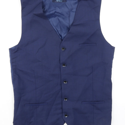 Benetti Mens Blue Wool Jacket Suit Waistcoat Size 40 Regular
