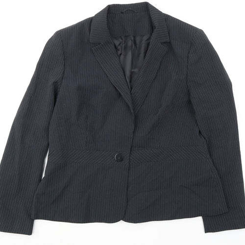 Florence+Fred Womens Black Striped Jacket Blazer Size 18 Button