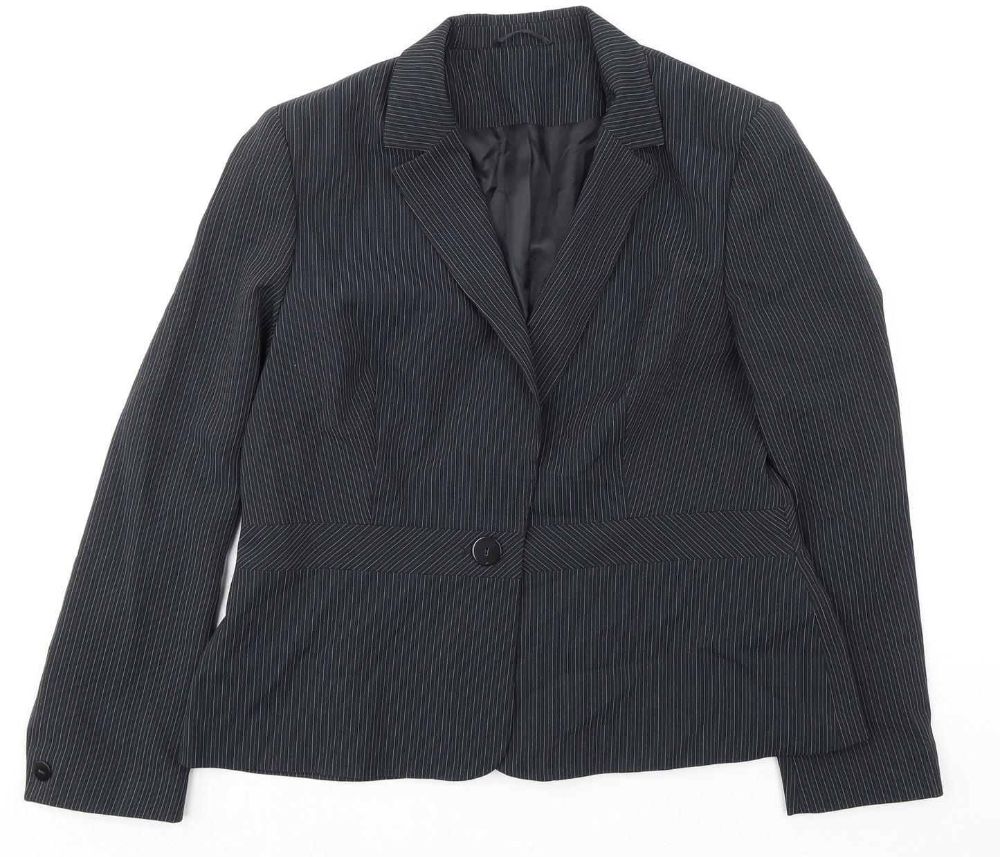 Florence+Fred Womens Black Striped Jacket Blazer Size 18 Button