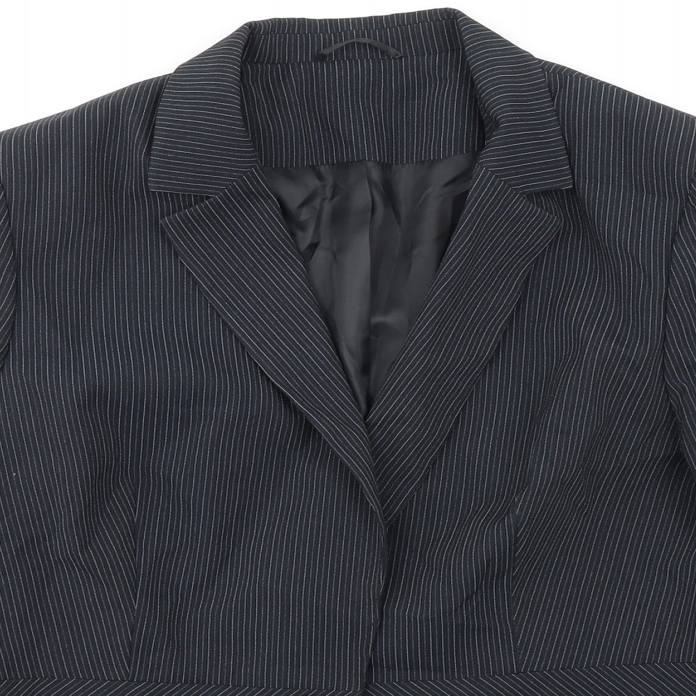 Florence+Fred Womens Black Striped Jacket Blazer Size 18 Button
