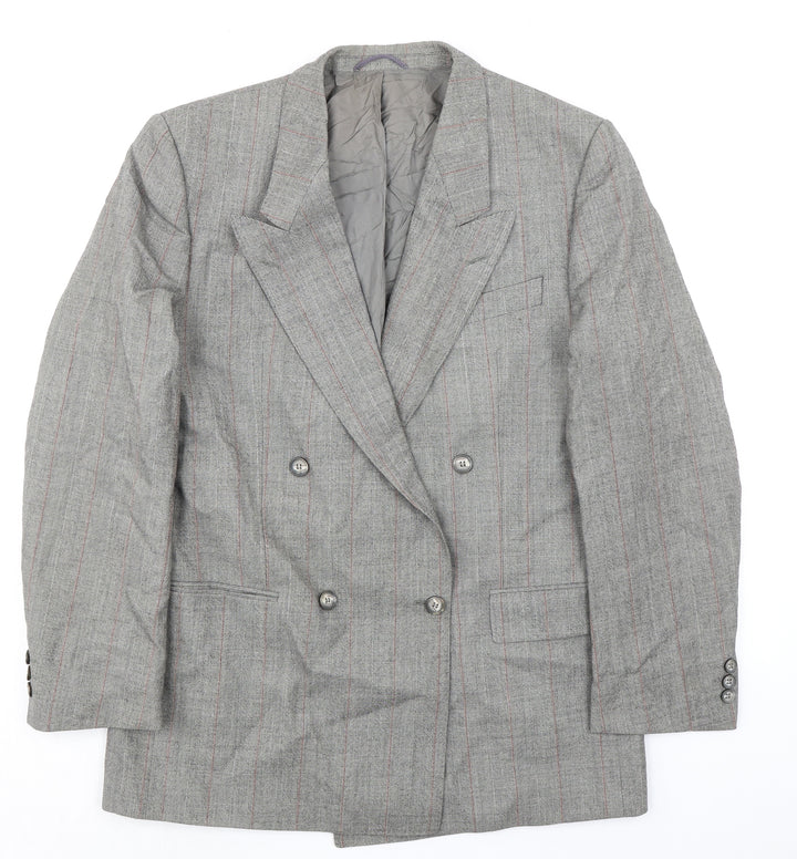 Konen Mens Grey Striped Wool Jacket Suit Jacket Size 40 Regular