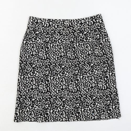 QED London Womens Black Geometric Cotton A-Line Skirt Size S
