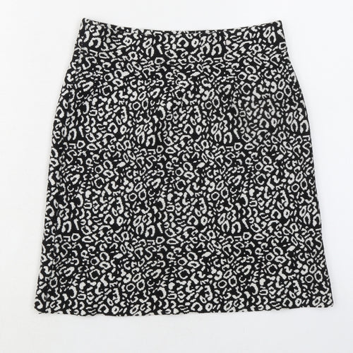 QED London Womens Black Geometric Cotton A-Line Skirt Size S