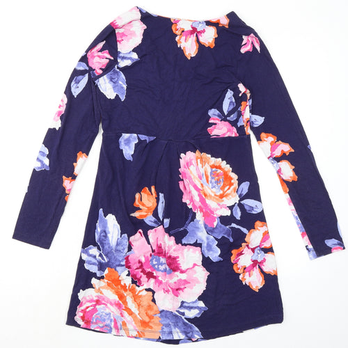 Joules Womens Multicoloured Floral Viscose A-Line Size 8 V-Neck Pullover