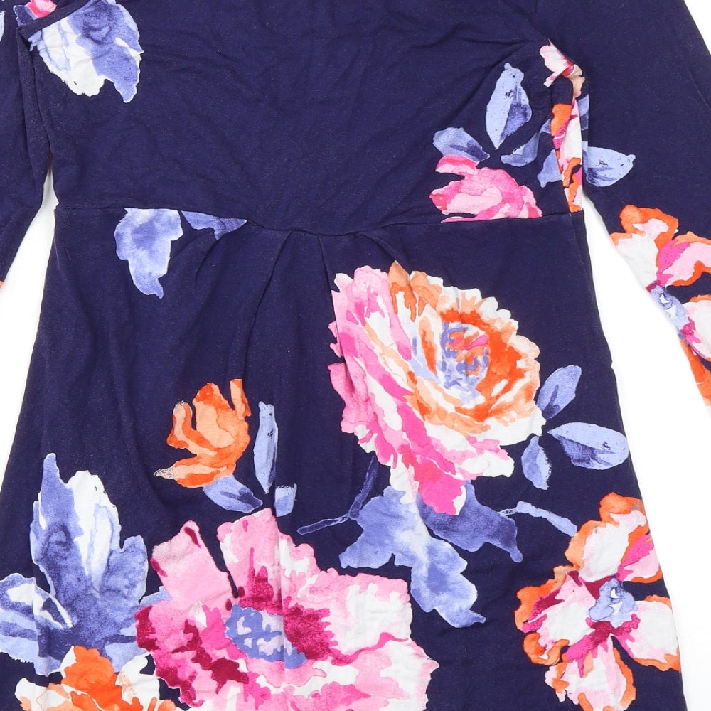 Joules Womens Multicoloured Floral Viscose A-Line Size 8 V-Neck Pullover