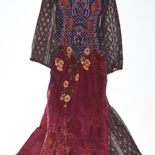 Save the Queen Womens Multicoloured Geometric Polyamide Maxi Size M Scoop Neck Pullover