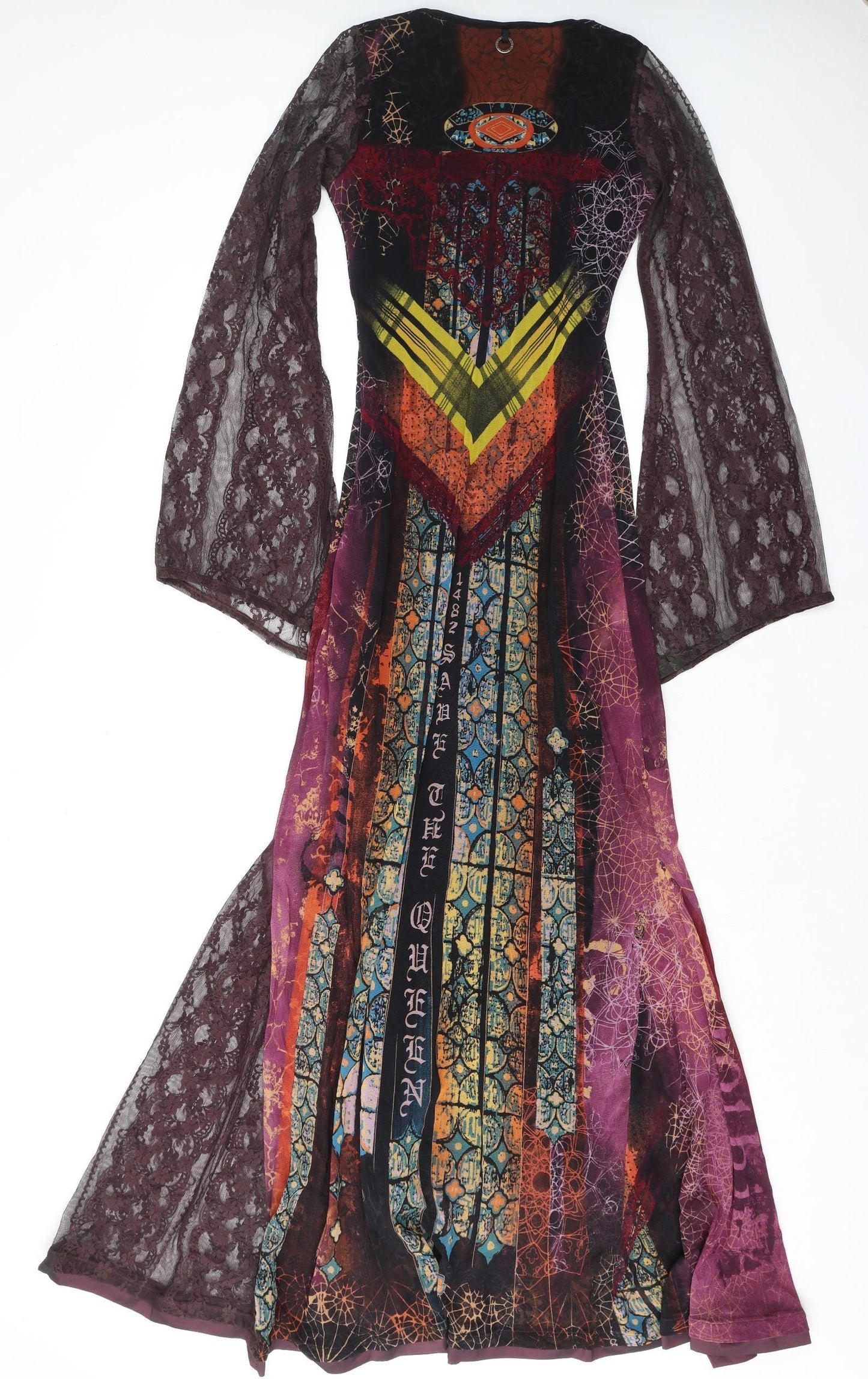 Save the Queen Womens Multicoloured Geometric Polyamide Maxi Size M Scoop Neck Pullover
