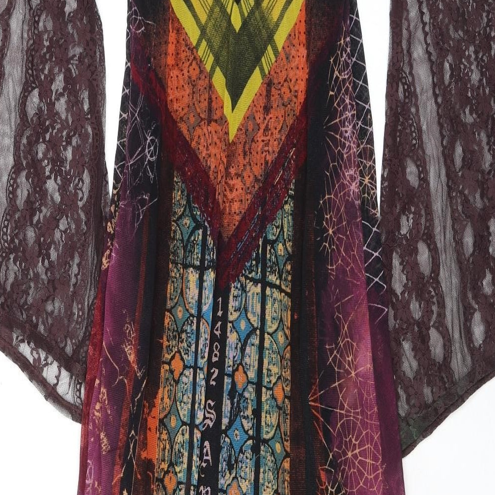 Save the Queen Womens Multicoloured Geometric Polyamide Maxi Size M Scoop Neck Pullover