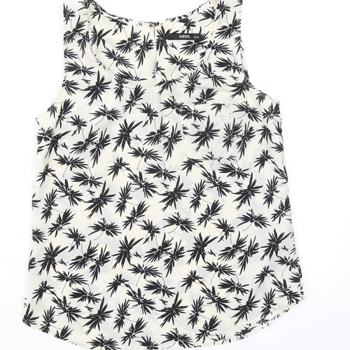 Oasis Womens Ivory Geometric Polyester Basic Tank Size 10 Boat Neck