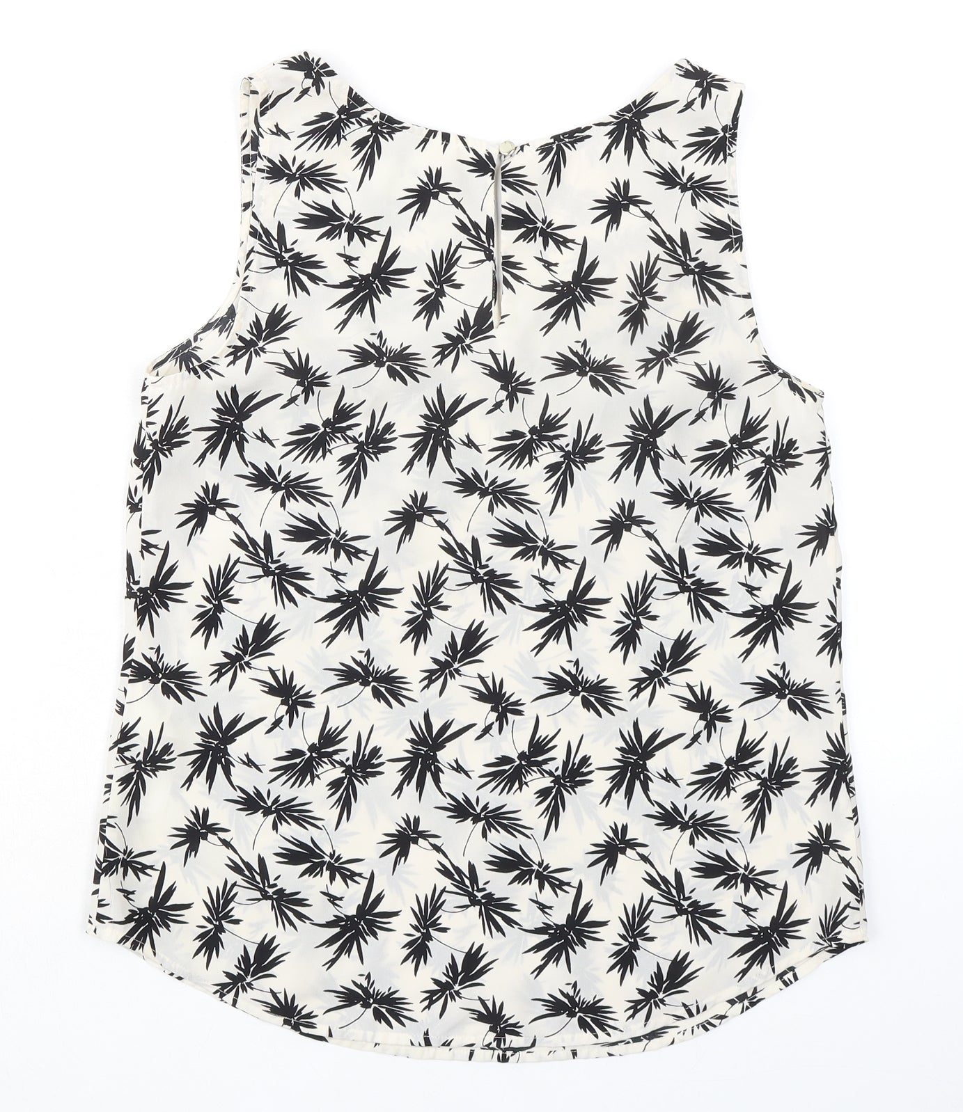 Oasis Womens Ivory Geometric Polyester Basic Tank Size 10 Boat Neck