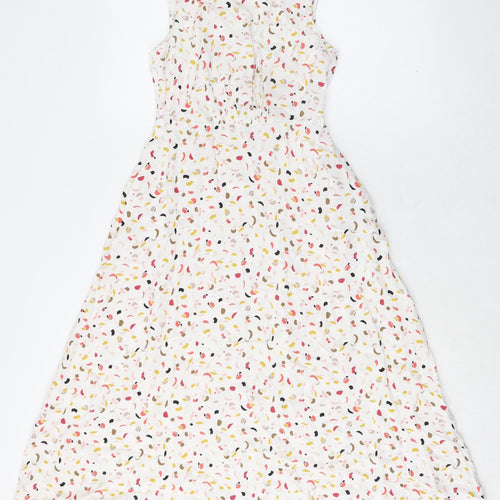 Marks and Spencer Womens Multicoloured Geometric Viscose Trapeze & Swing Size 8 Round Neck Button