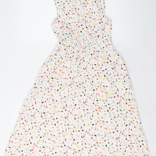 Marks and Spencer Womens Multicoloured Geometric Viscose Trapeze & Swing Size 8 Round Neck Button