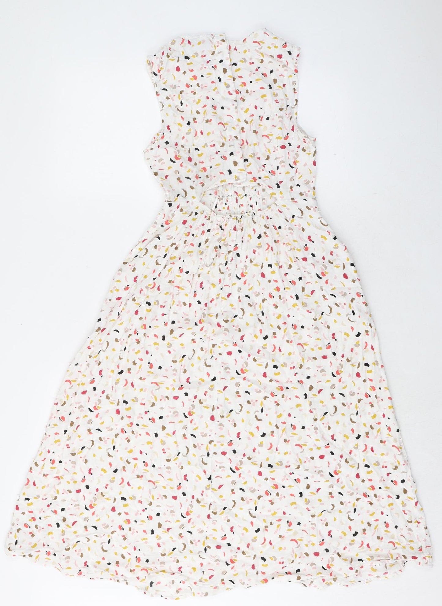 Marks and Spencer Womens Multicoloured Geometric Viscose Trapeze & Swing Size 8 Round Neck Button