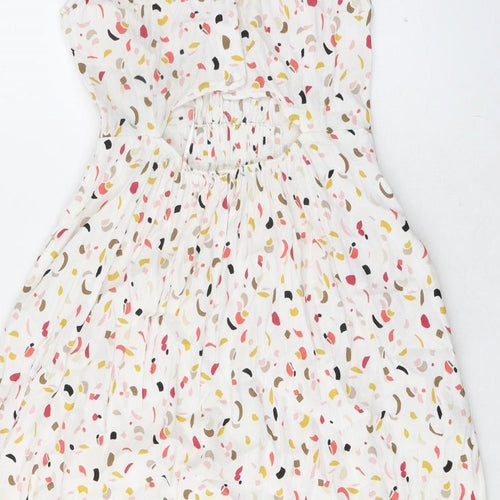 Marks and Spencer Womens Multicoloured Geometric Viscose Trapeze & Swing Size 8 Round Neck Button