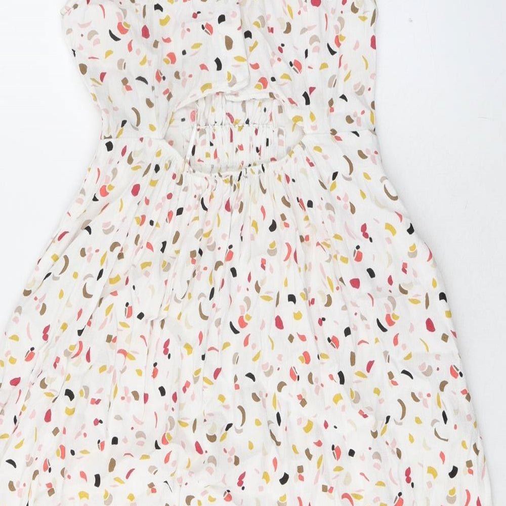 Marks and Spencer Womens Multicoloured Geometric Viscose Trapeze & Swing Size 8 Round Neck Button