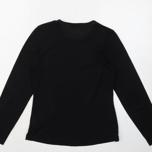 Adele Palmer Womens Black Polyester Basic T-Shirt Size M Crew Neck