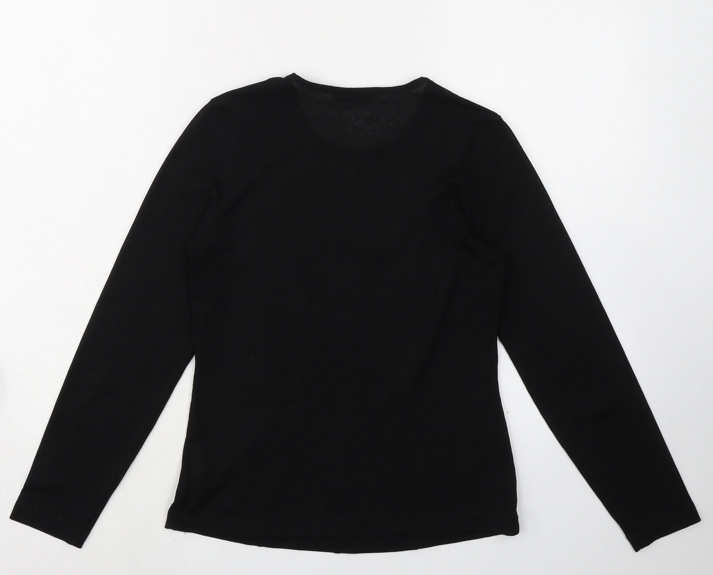 Adele Palmer Womens Black Polyester Basic T-Shirt Size M Crew Neck