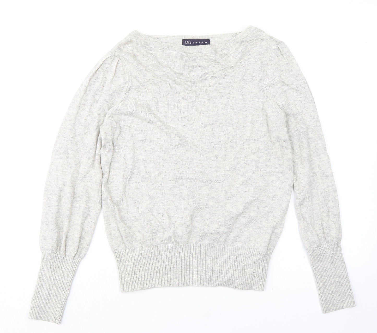 Marks and Spencer Womens Grey Boat Neck Viscose Pullover Jumper Size 12