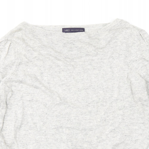 Marks and Spencer Womens Grey Boat Neck Viscose Pullover Jumper Size 12