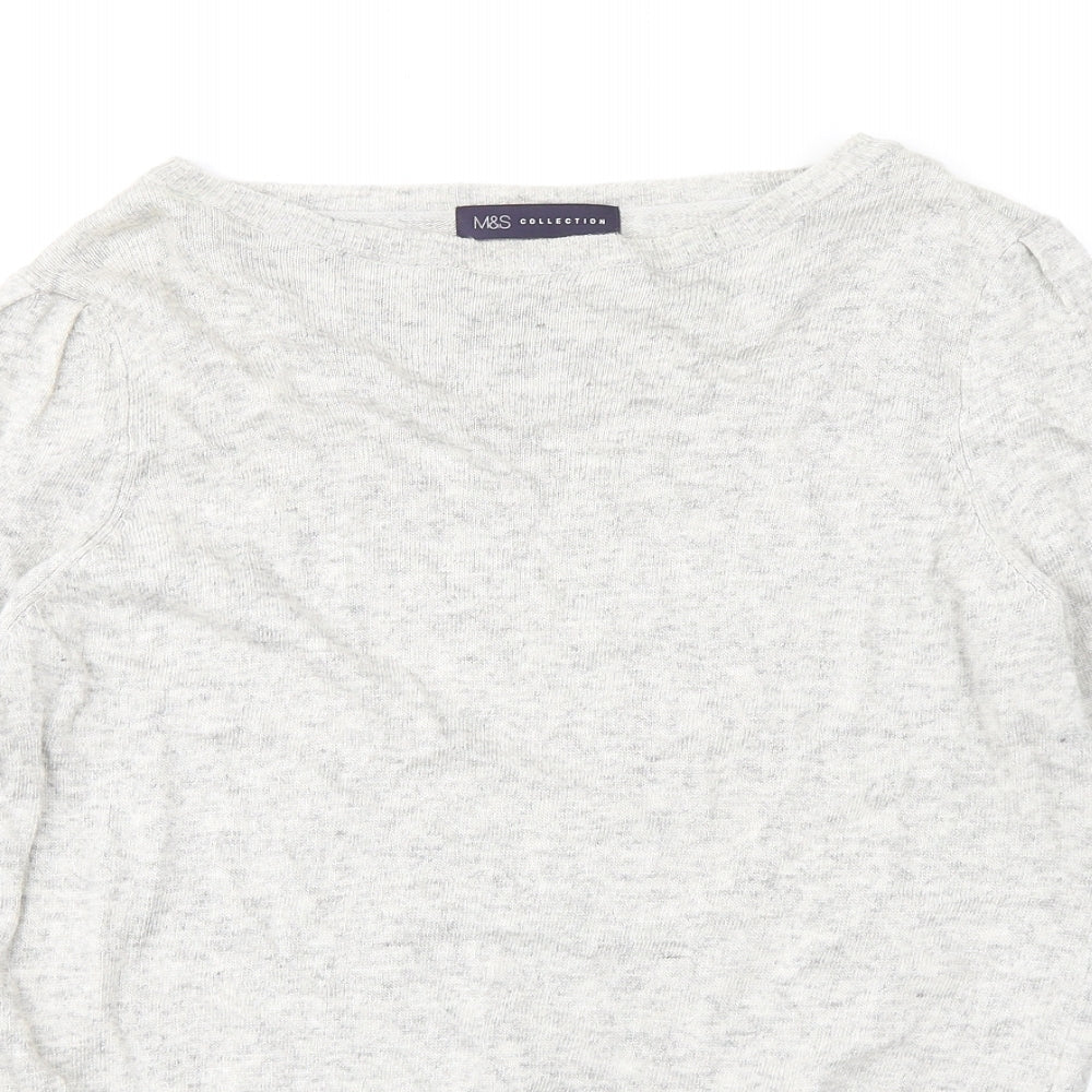 Marks and Spencer Womens Grey Boat Neck Viscose Pullover Jumper Size 12
