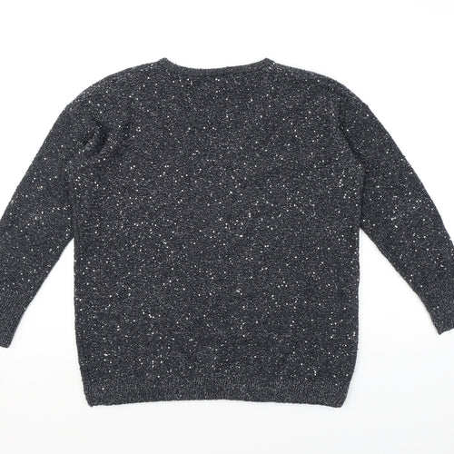 Wallis Womens Grey V-Neck Acrylic Pullover Jumper Size S