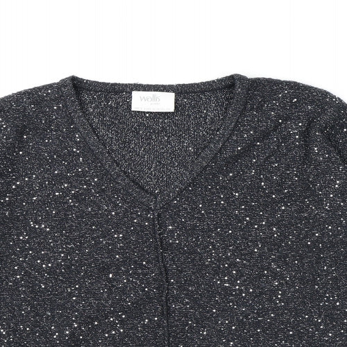 Wallis Womens Grey V-Neck Acrylic Pullover Jumper Size S