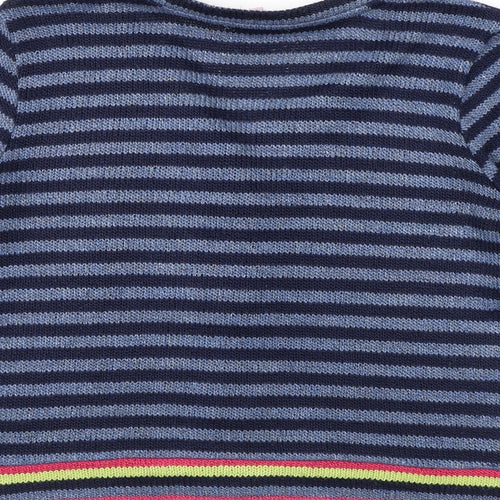 Per Una Womens Blue Round Neck Striped Acrylic Cardigan Jumper Size M