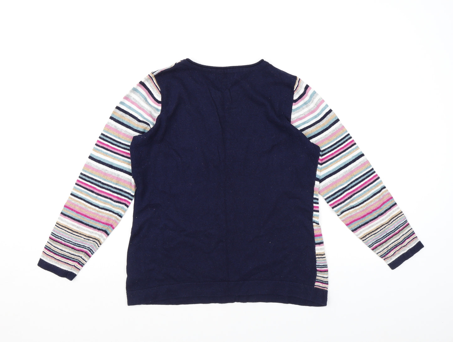 Bonmarché Womens Multicoloured Round Neck Striped Cotton Pullover Jumper Size S