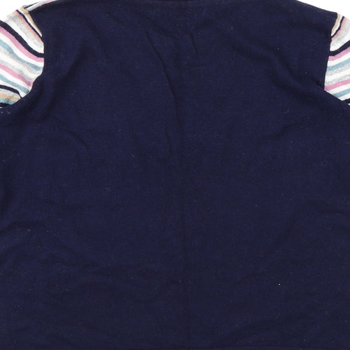 Bonmarché Womens Multicoloured Round Neck Striped Cotton Pullover Jumper Size S