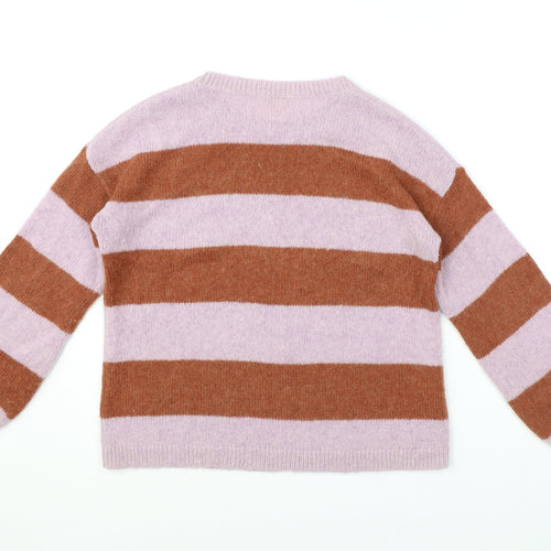 Hush Womens Purple Round Neck Striped Polyamide Pullover Jumper Size XS