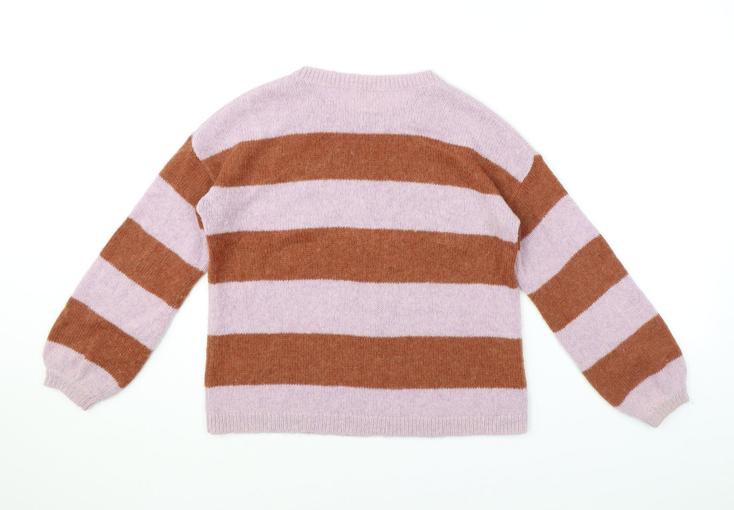 Hush Womens Purple Round Neck Striped Polyamide Pullover Jumper Size XS