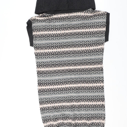 Mint Velvet Womens Grey Fair Isle Polyester Jumper Dress Size 10 Roll Neck Pullover