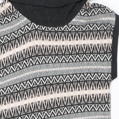 Mint Velvet Womens Grey Fair Isle Polyester Jumper Dress Size 10 Roll Neck Pullover