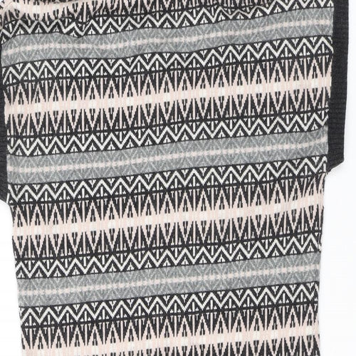 Mint Velvet Womens Grey Fair Isle Polyester Jumper Dress Size 10 Roll Neck Pullover