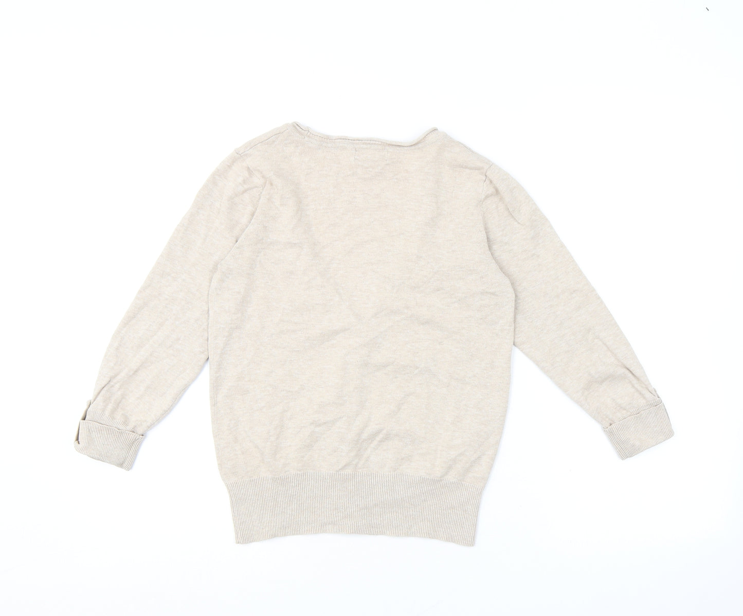 Monsoon Womens Beige V-Neck 100% Cotton Cardigan Jumper Size S