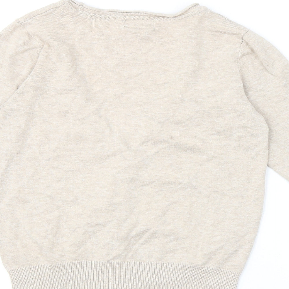 Monsoon Womens Beige V-Neck 100% Cotton Cardigan Jumper Size S